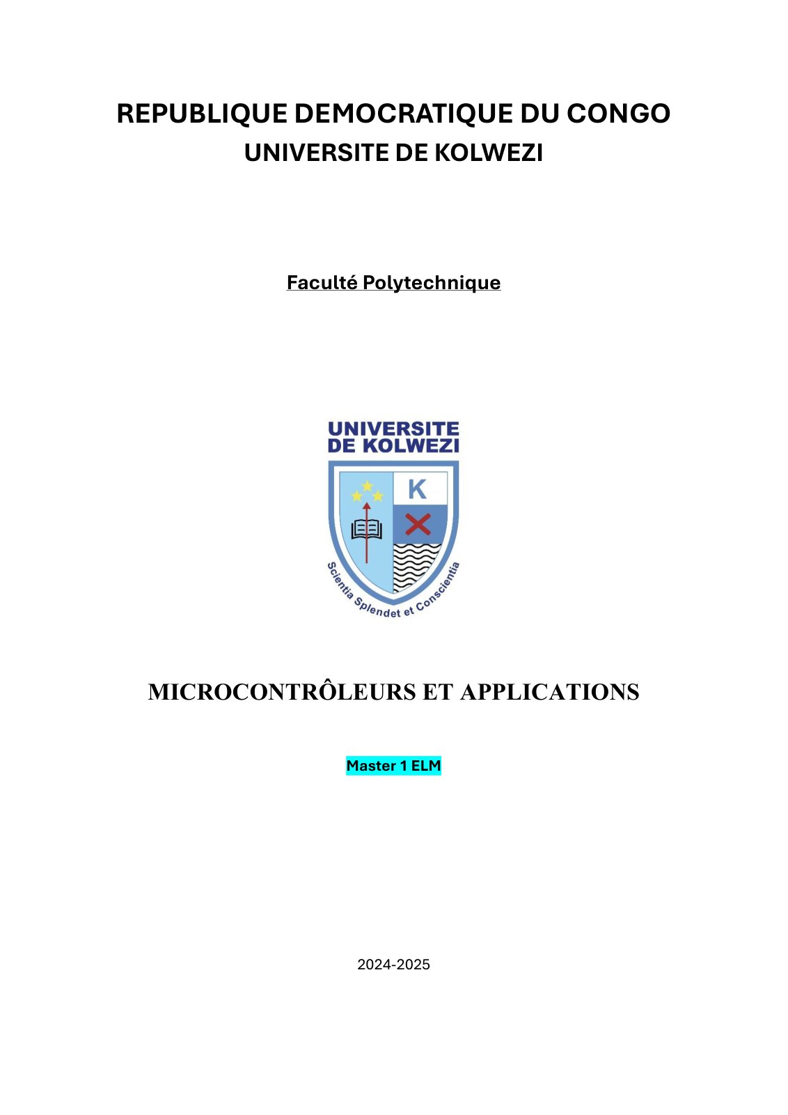 First page of DESCRIPTIF DU COURS  MICROCONTRÔLEURS ET APPLICATIONS