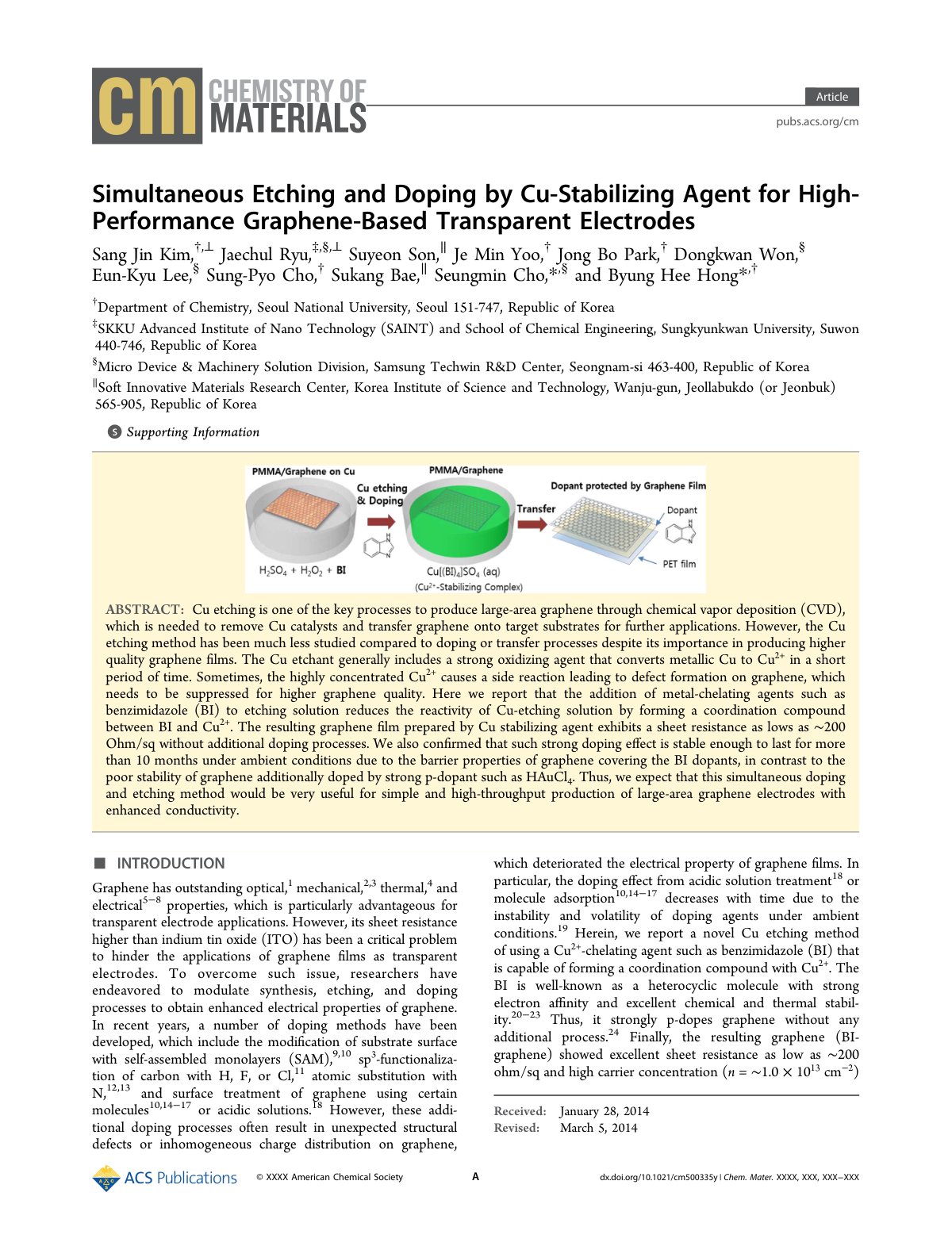 First page of Simultaneous Etching and Doping by Cu St