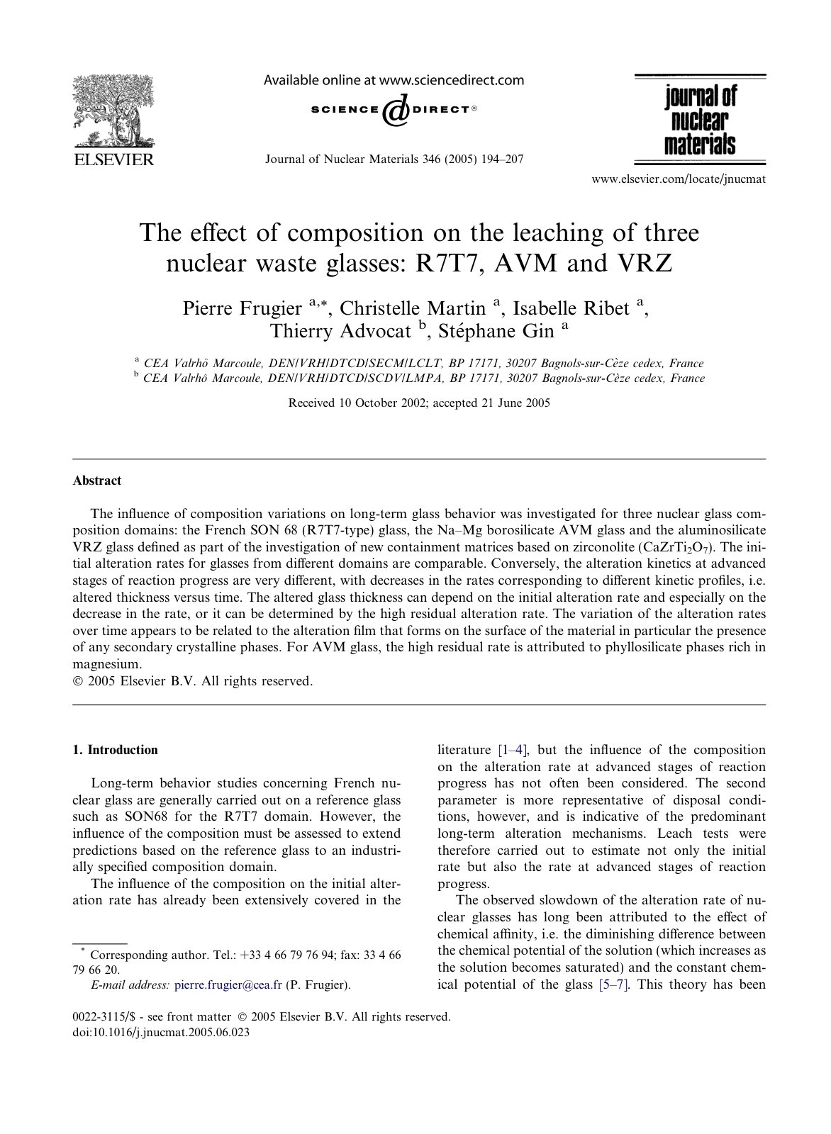 First page of The effect of composition on the leachin