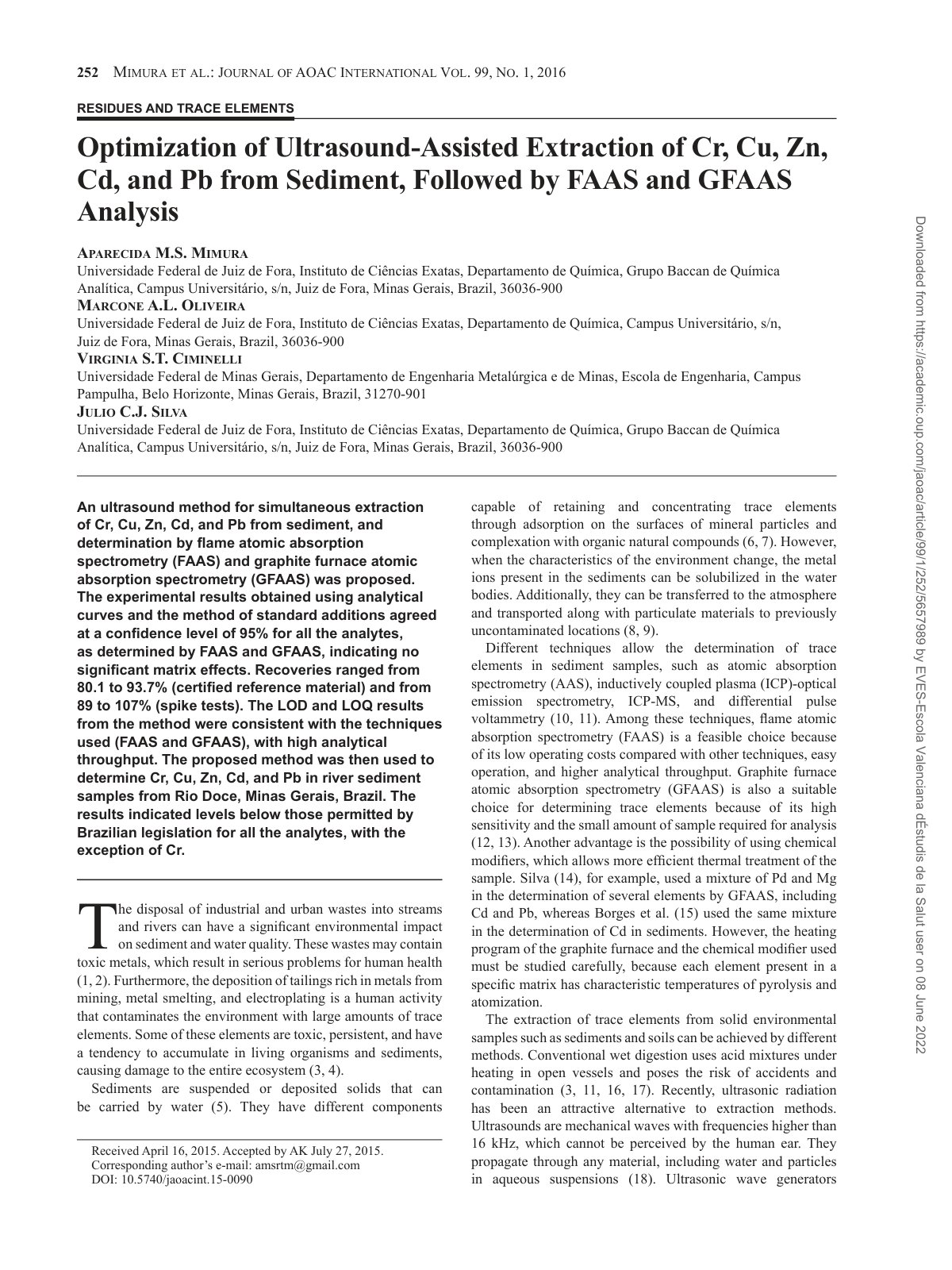 First page of Optimization of Ultrasound Assisted Extr