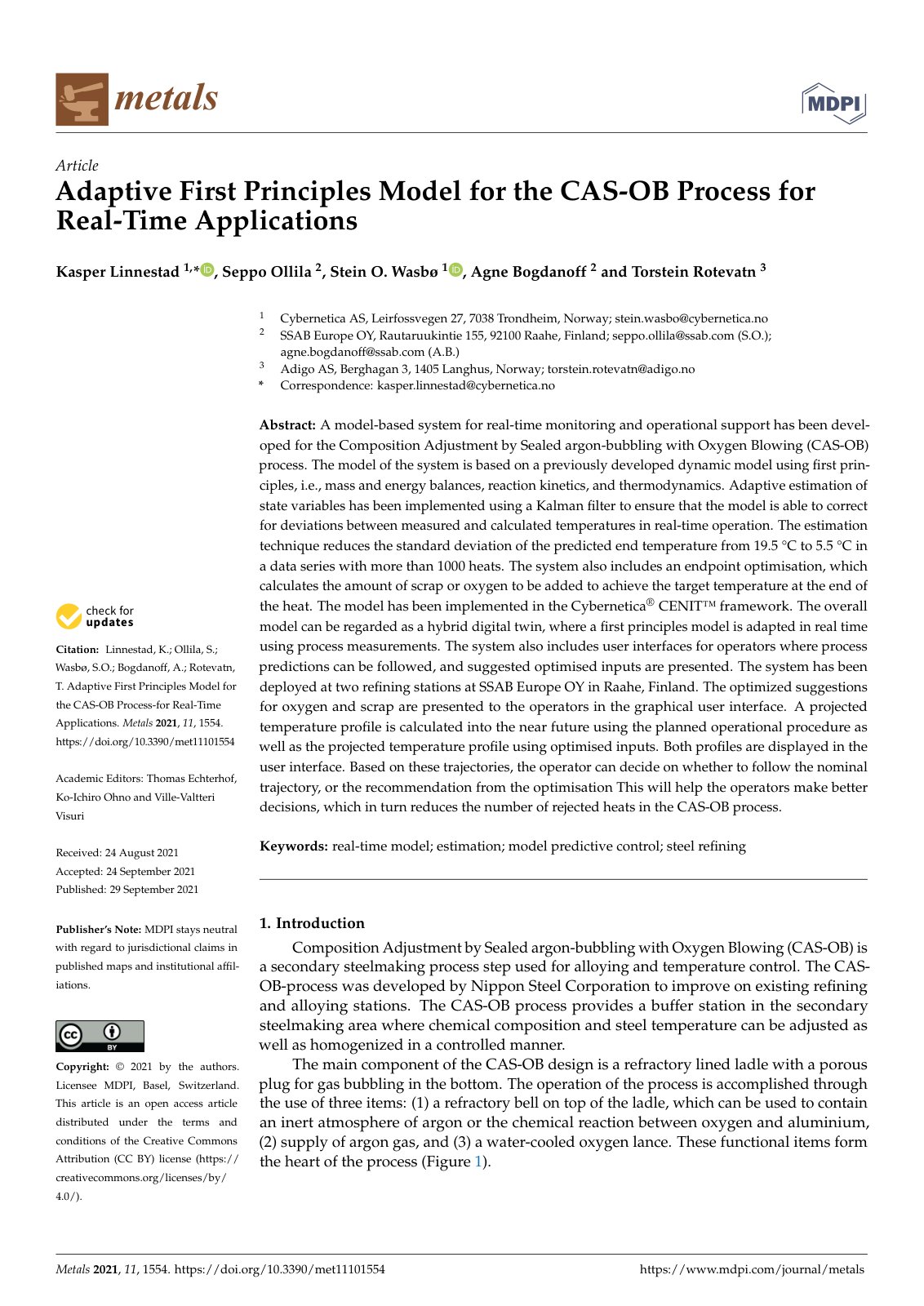 First page of Adaptive First Principles Model for the
