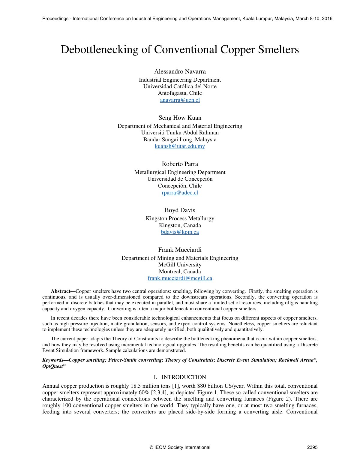 First page of Debottlenecking of Conventional Copper S