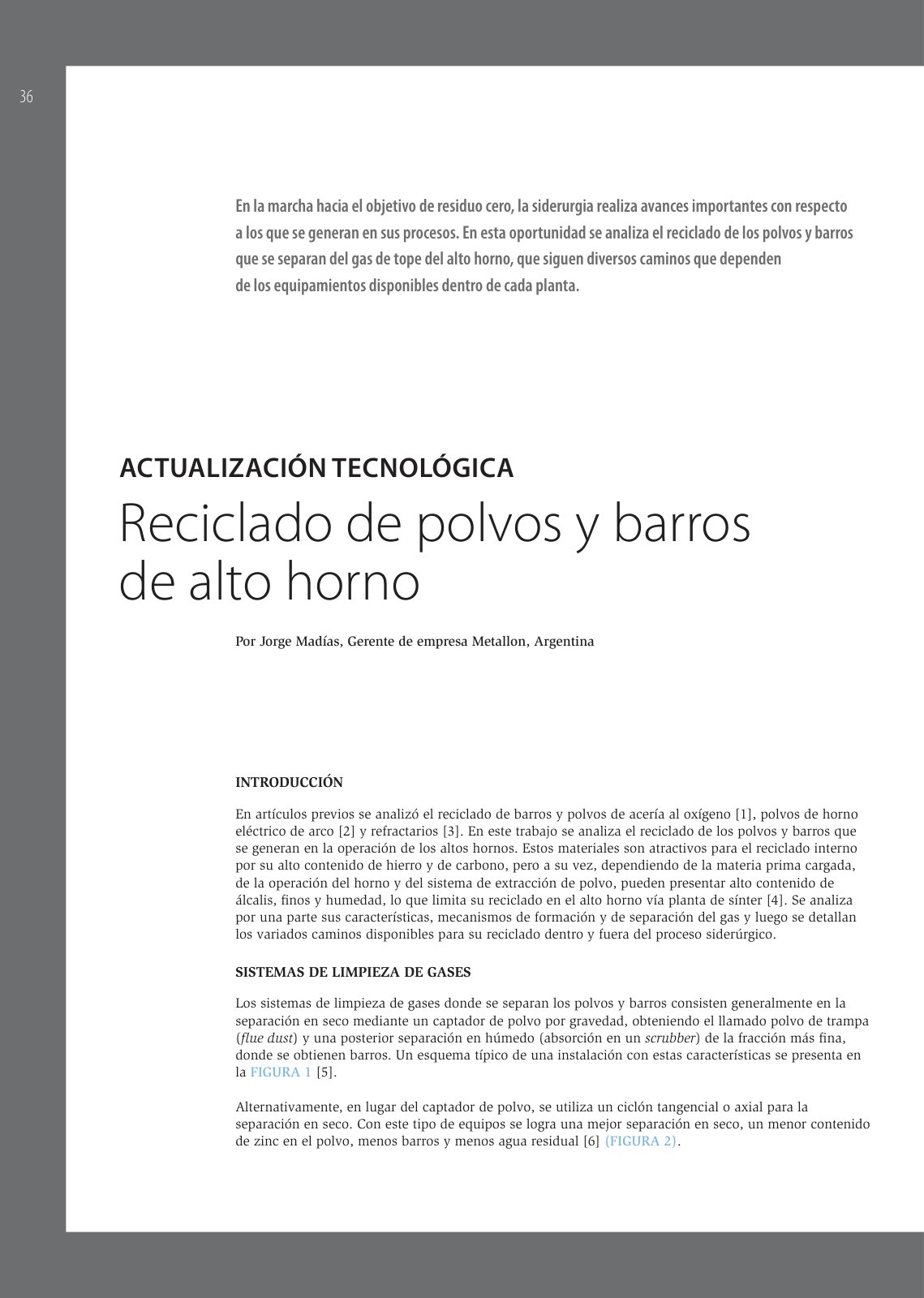 First page of Reciclado de polvos y barros de alto hor
