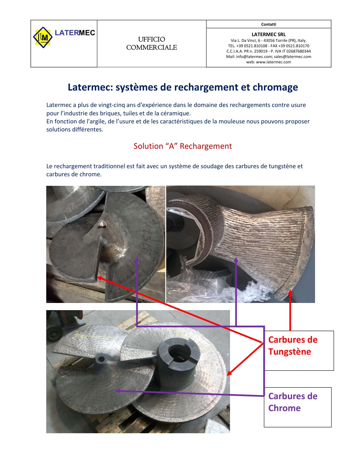 First page of Latermec systemes de rechargement et chromage