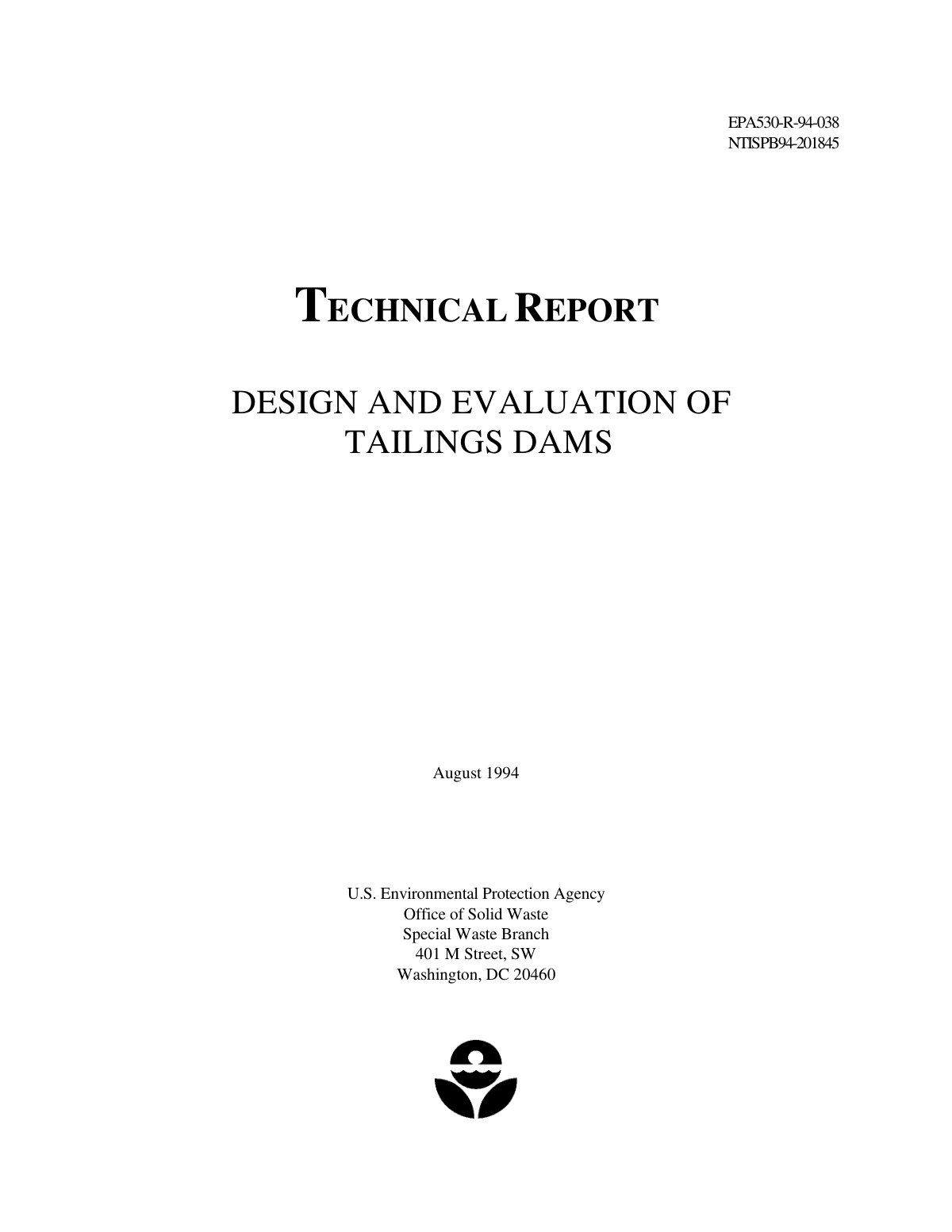 First page of DESIGN AND EVALUATION OF TAILINGS DAMS