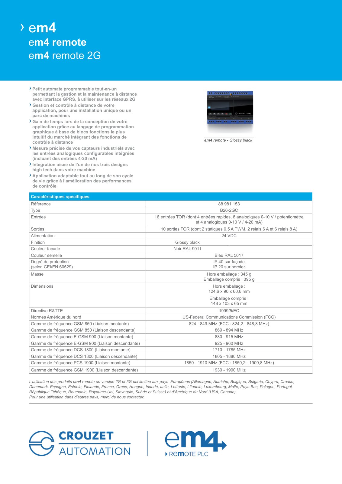 First page of Petit automate programmable tout-en-un permettant la gestion et la maintenance à distance avec interface GPRS, à utiliser sur les réseaux 2G