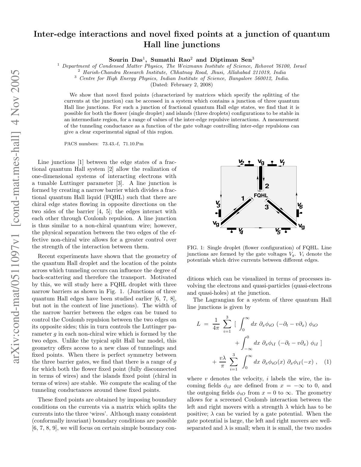 First page of Inter-edge interactions and novel ﬁxed points at a junction of quantum Hall line junctions
