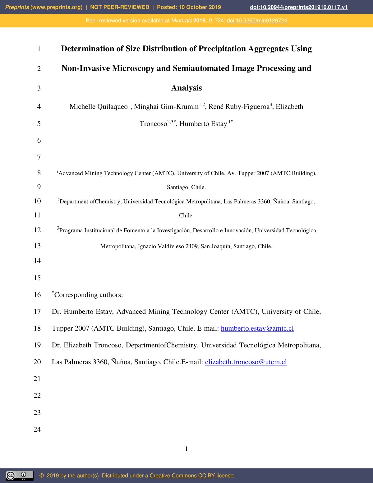 First page of Determination of Size Distribution of Pr