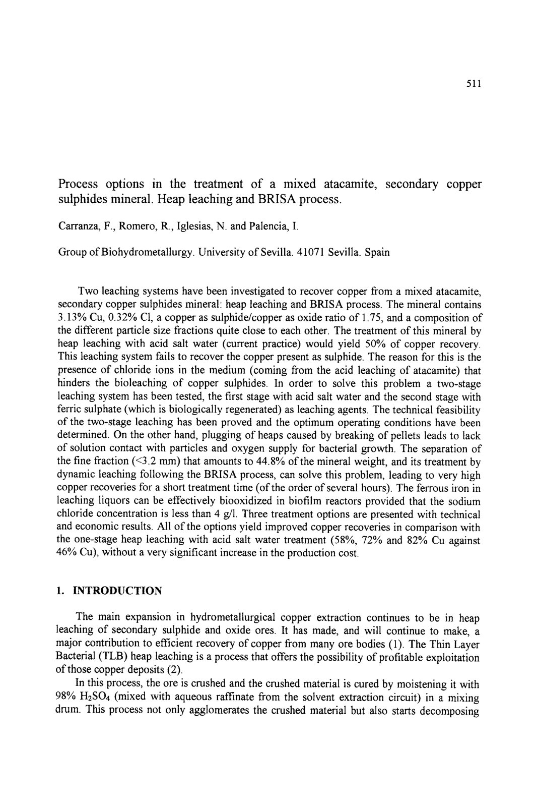 First page of Process options in the treatment of a mi