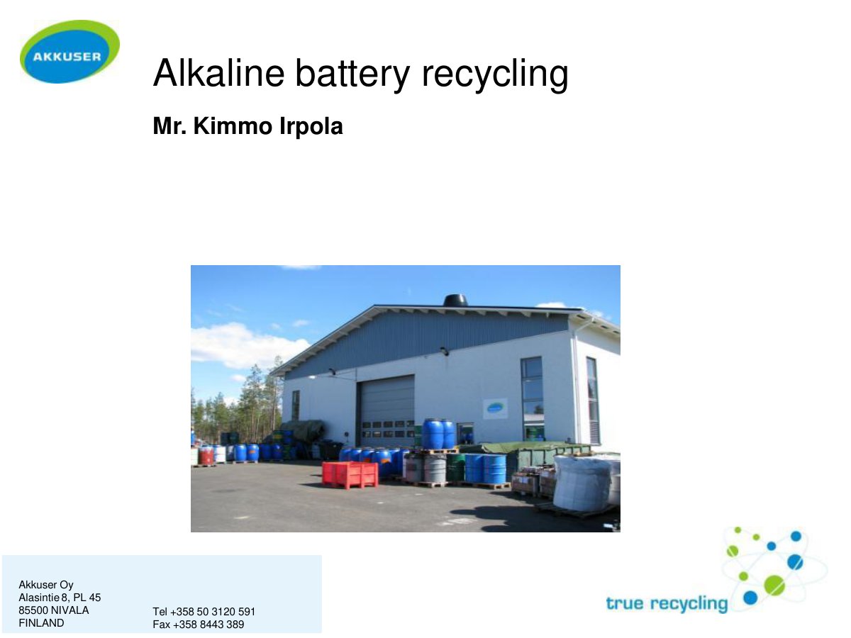 First page of Akkuser Presentation Cleantech Forum Europe