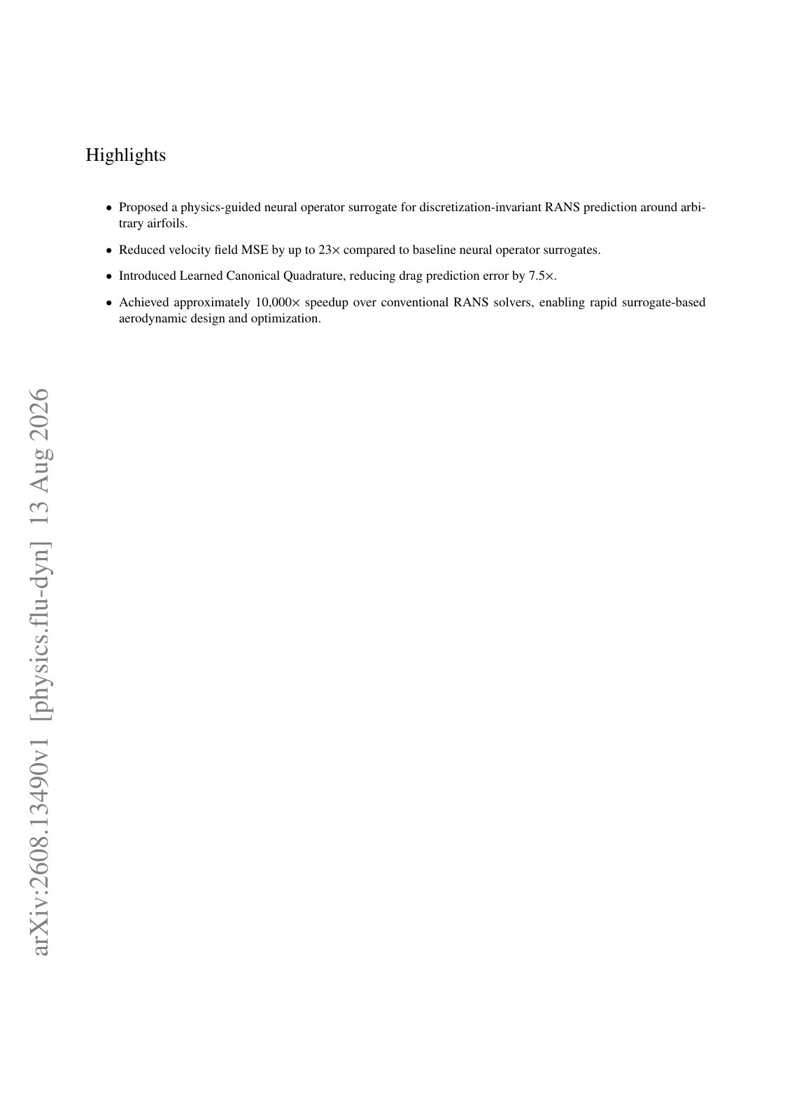 First page of 2026 Mehta Airfoil Flow Routed Neural Operator