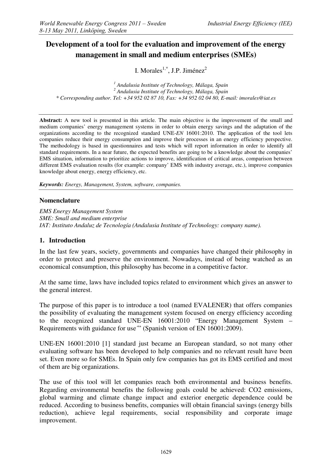 First page of Development of a Tool for the Evaluation