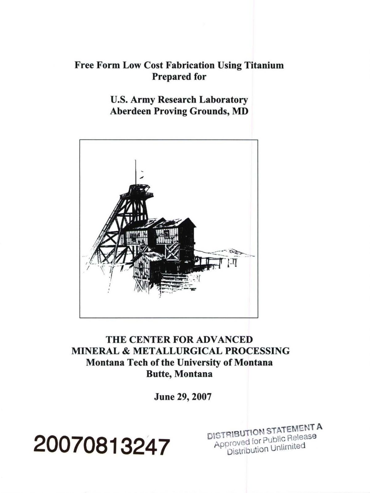 First page of Free Form Low Cost Fabrication Using Tit