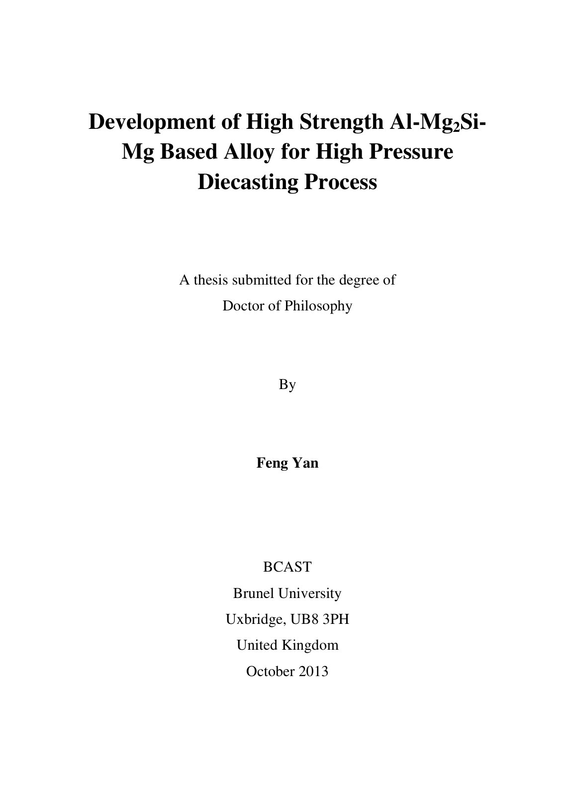 First page of Development of High Strength Al-Mg2Si-