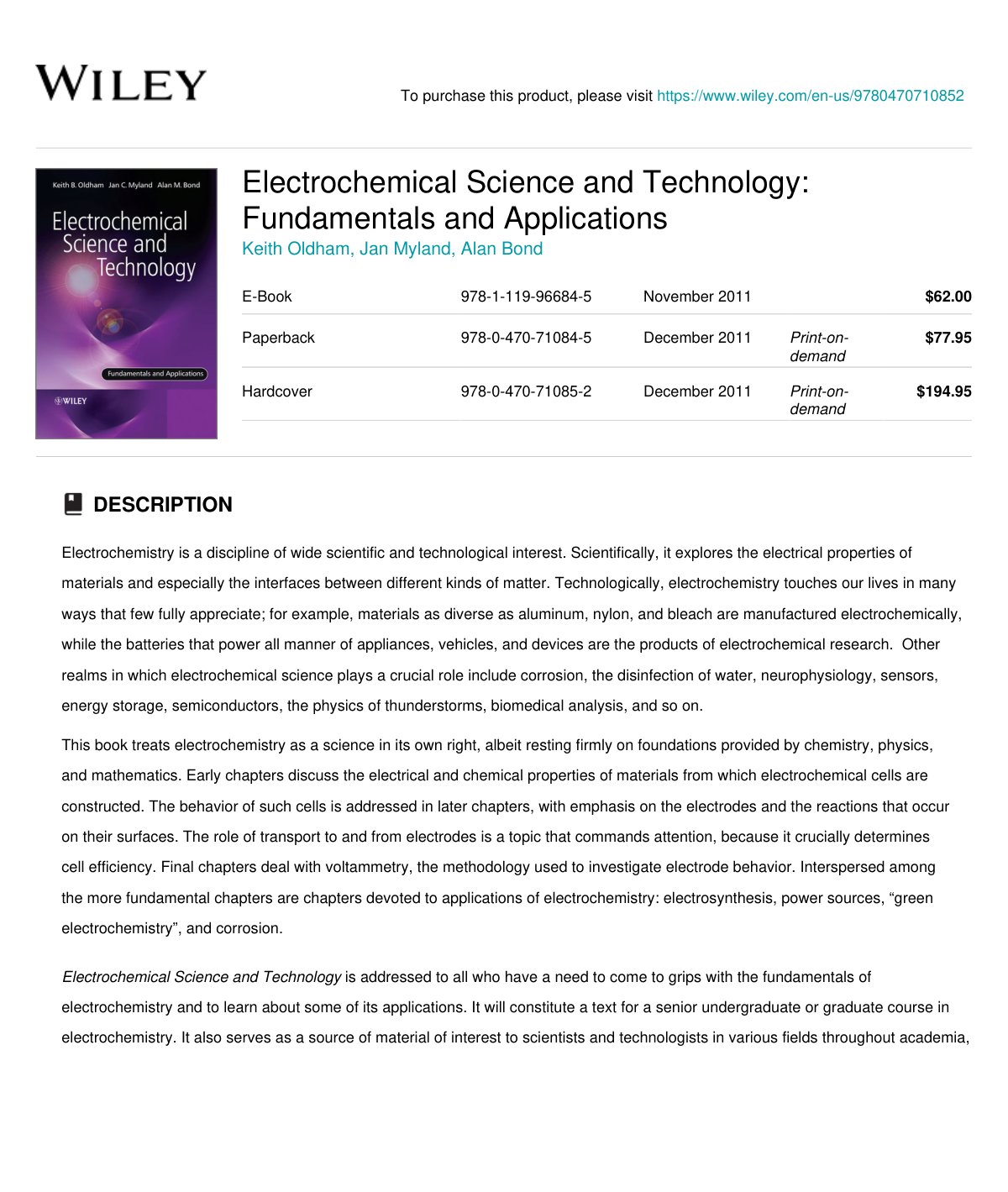 First page of Electrochemical Science and Technology F