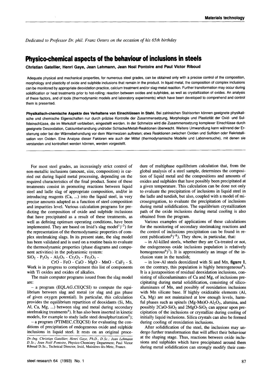 First page of Physico chemical aspects of the behaviou