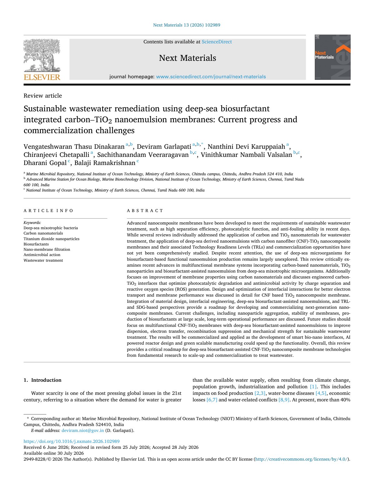 First page of Sustainable wastewater remediation using deep sea biosurfactant i 2026 Next 