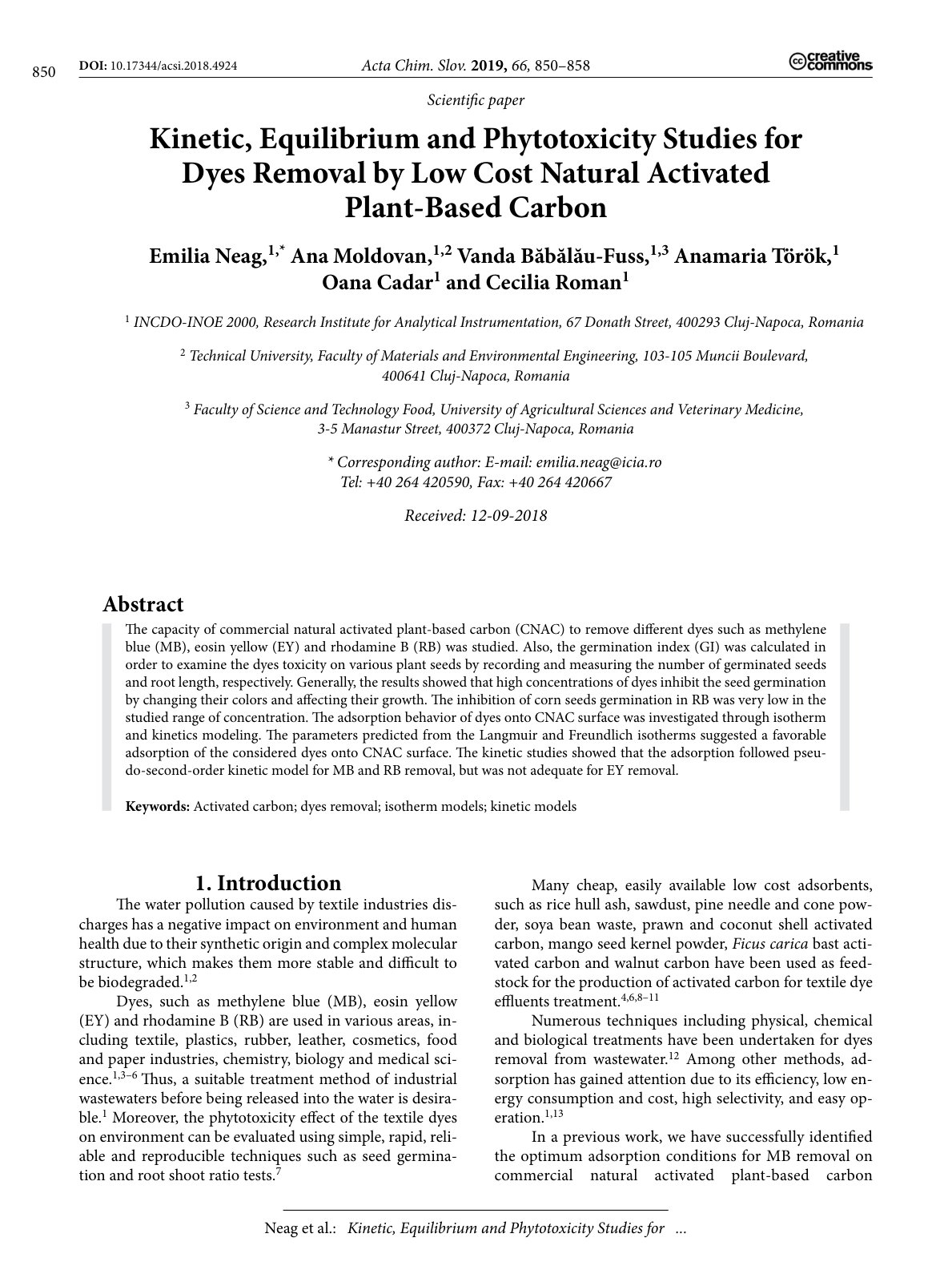 First page of Kinetic Equilibrium and Phytotoxicity St