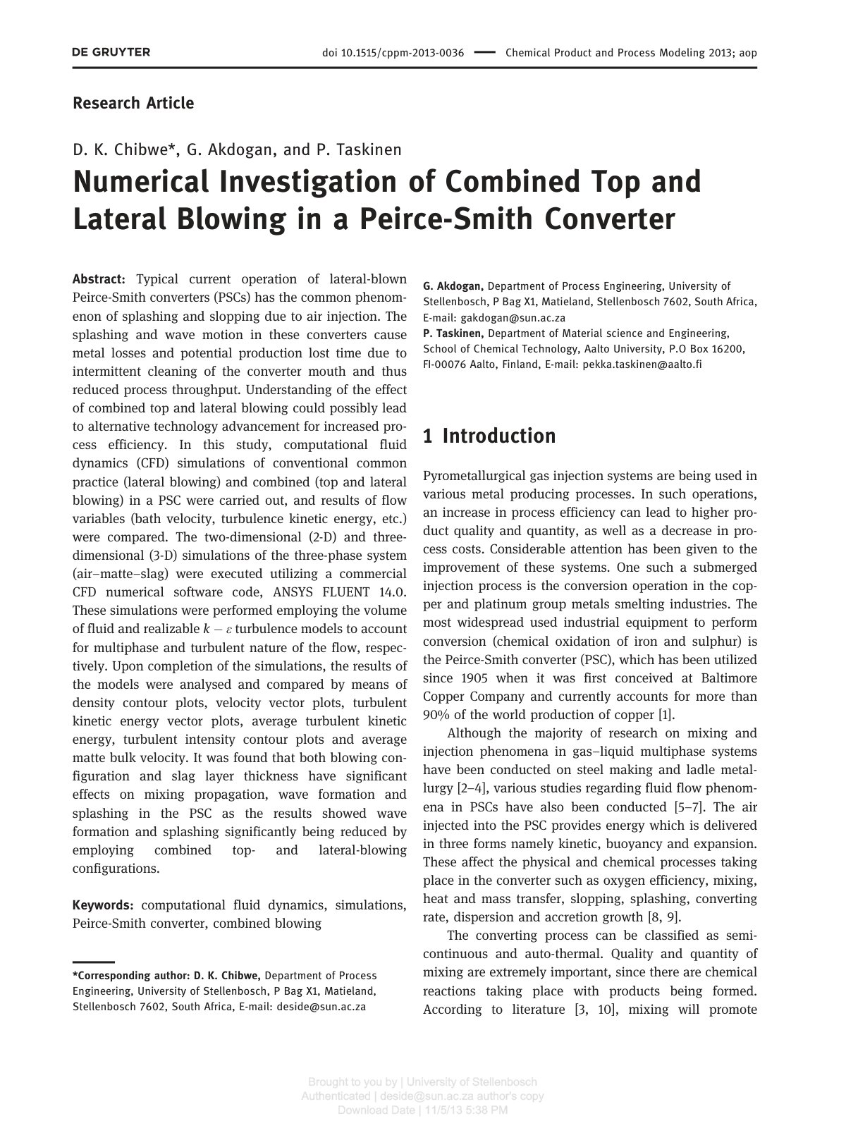 First page of Numerical Investigation of Combined Top