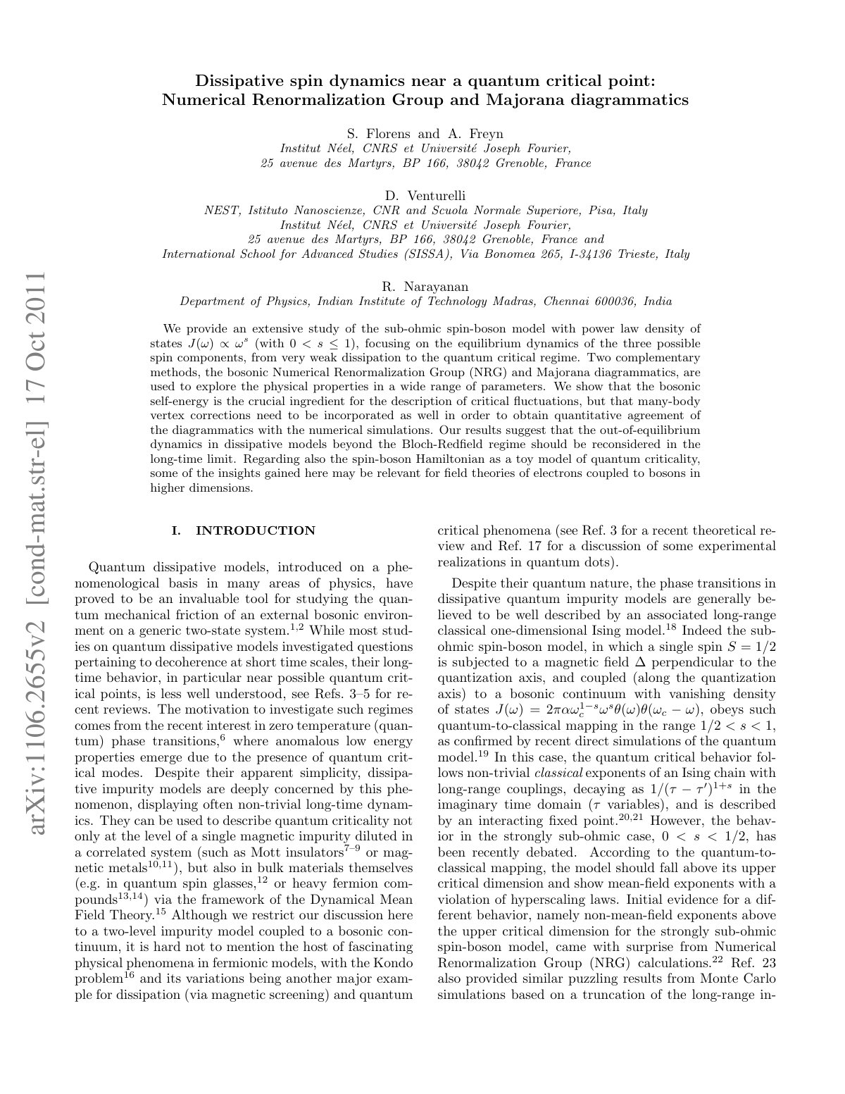 First page of Dissipative spin dynamics near a quantum critical point: Numerical Renormalization Group and Majorana diagrammatics