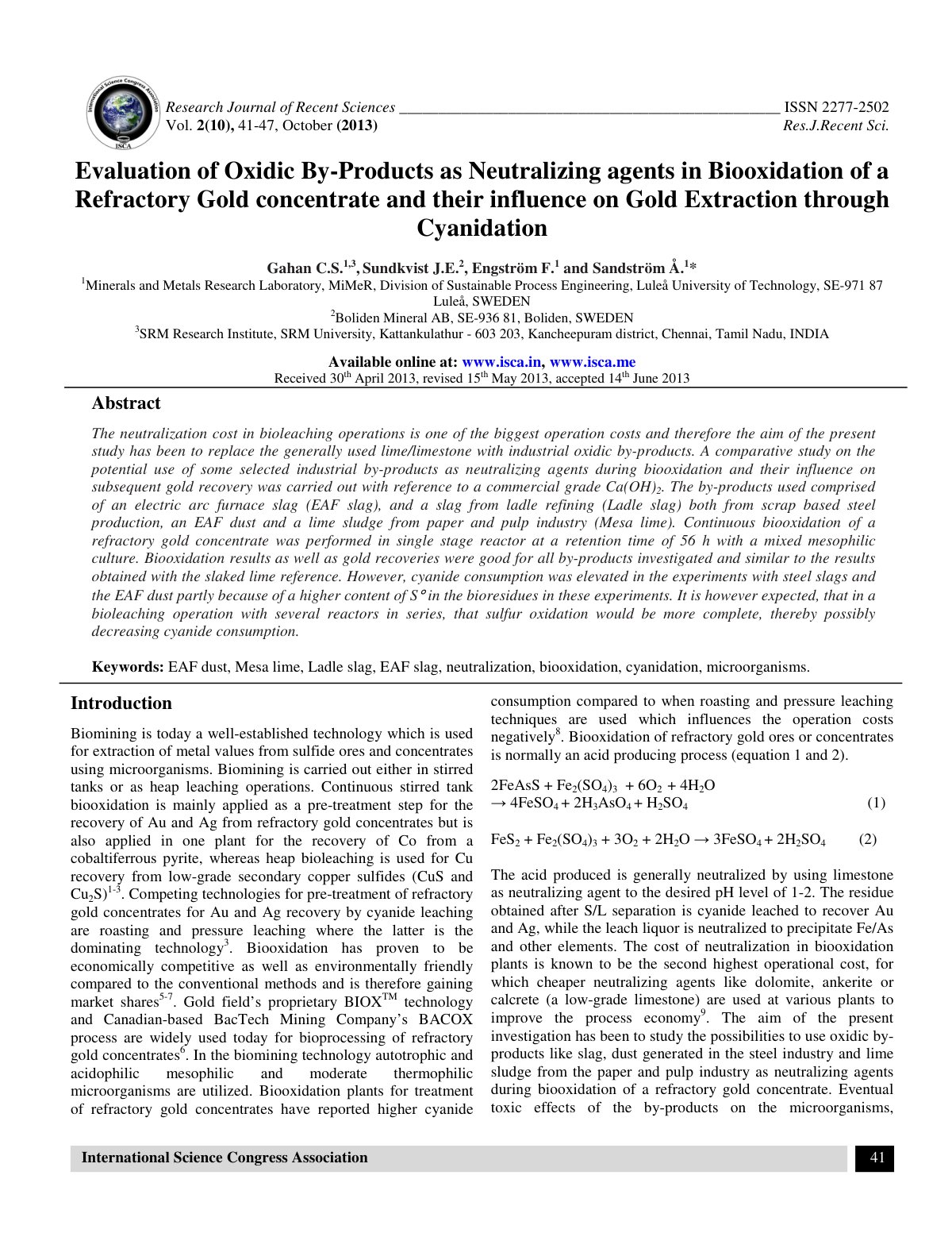 First page of Evaluation of Oxidic By Products as Neut