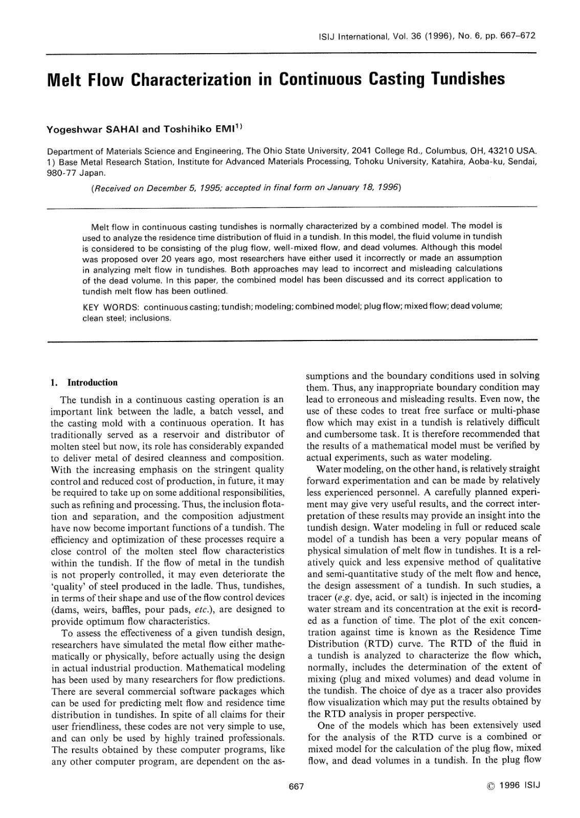 First page of Melt Flow Characterization in Continuous