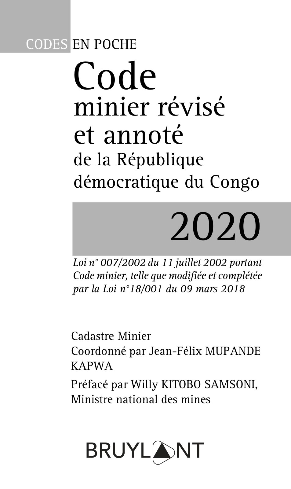 First page of Code minier révisé et annoté de la République démocratique du Congo