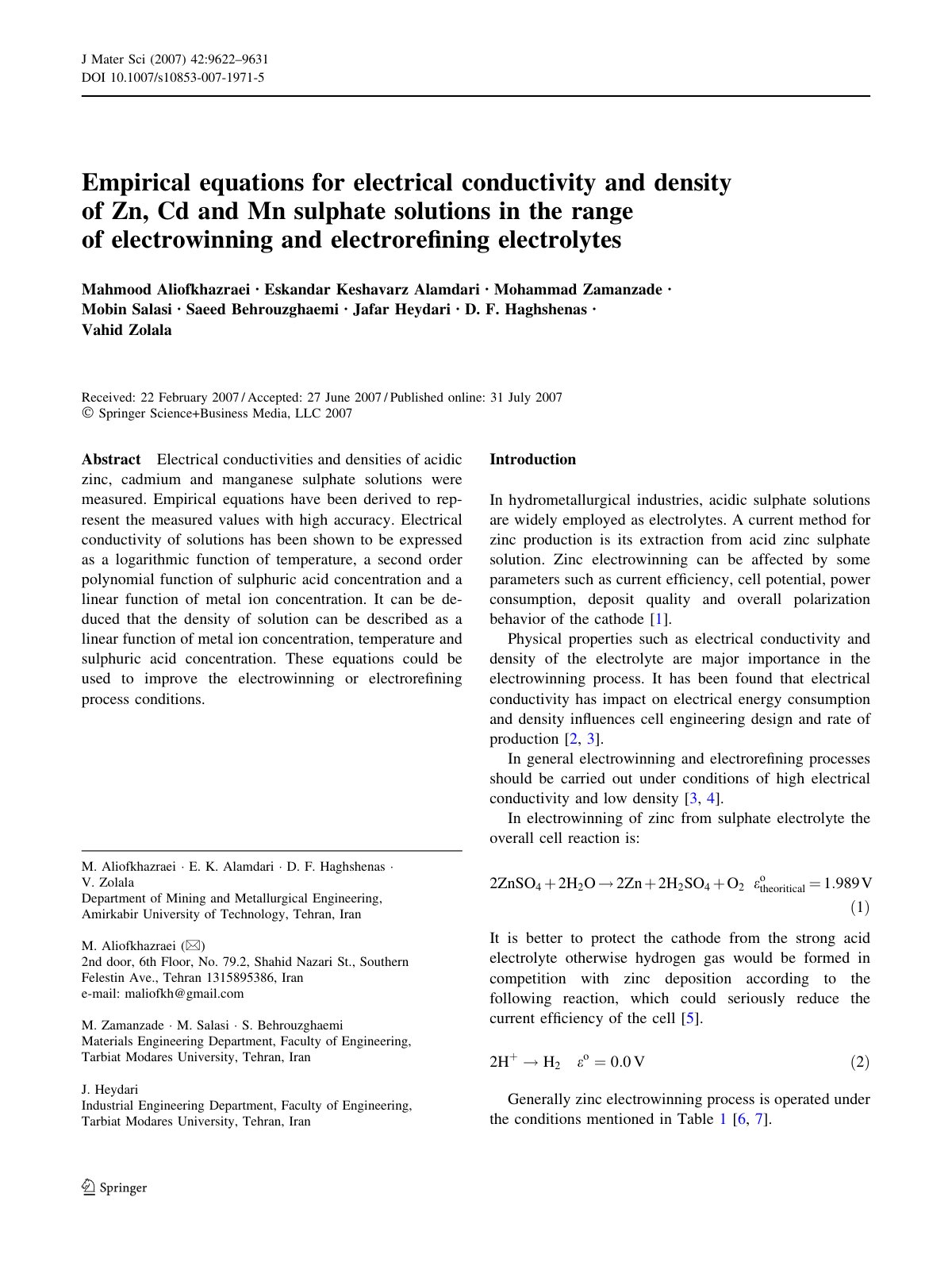 First page of Empirical equations for electrical condu