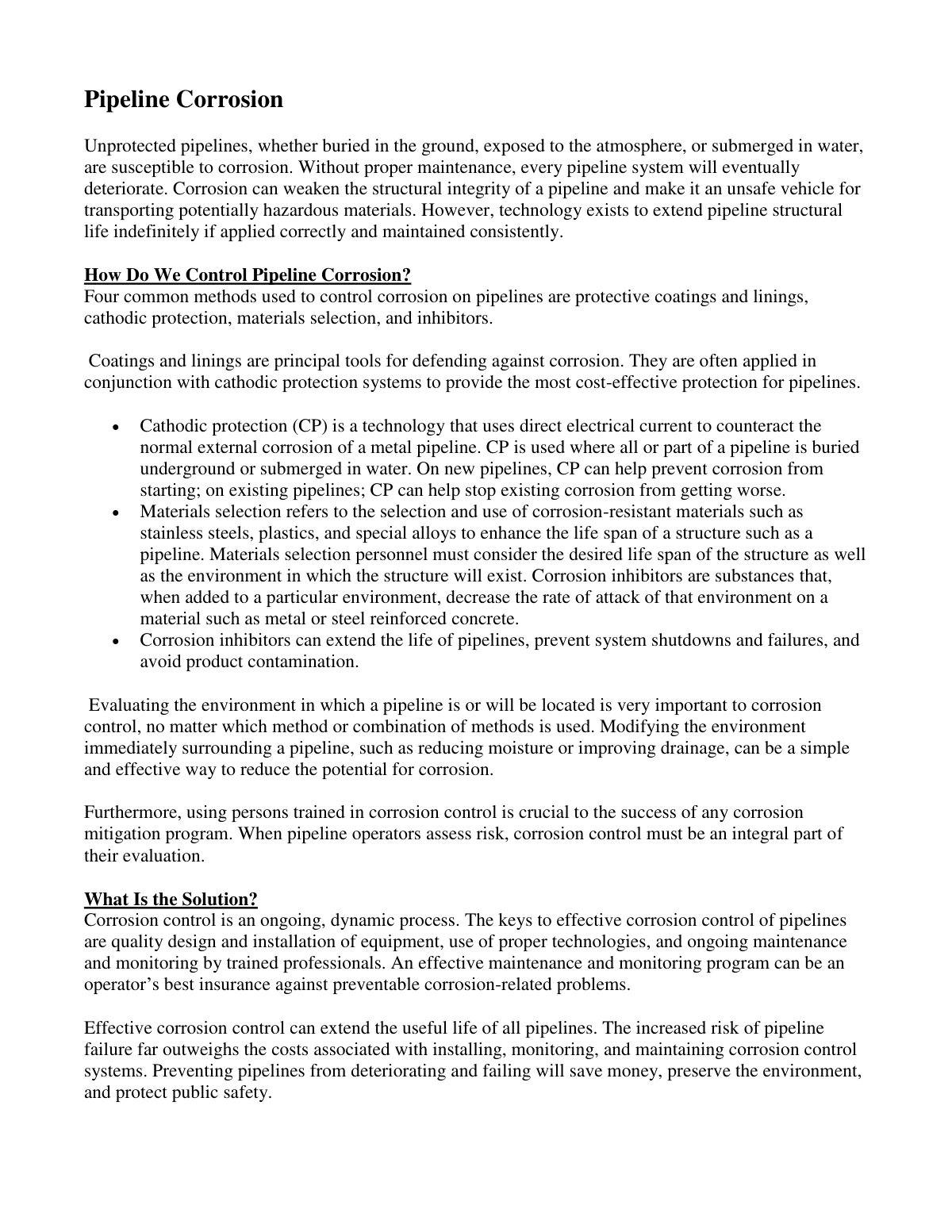 First page of Pipeline Corrosion