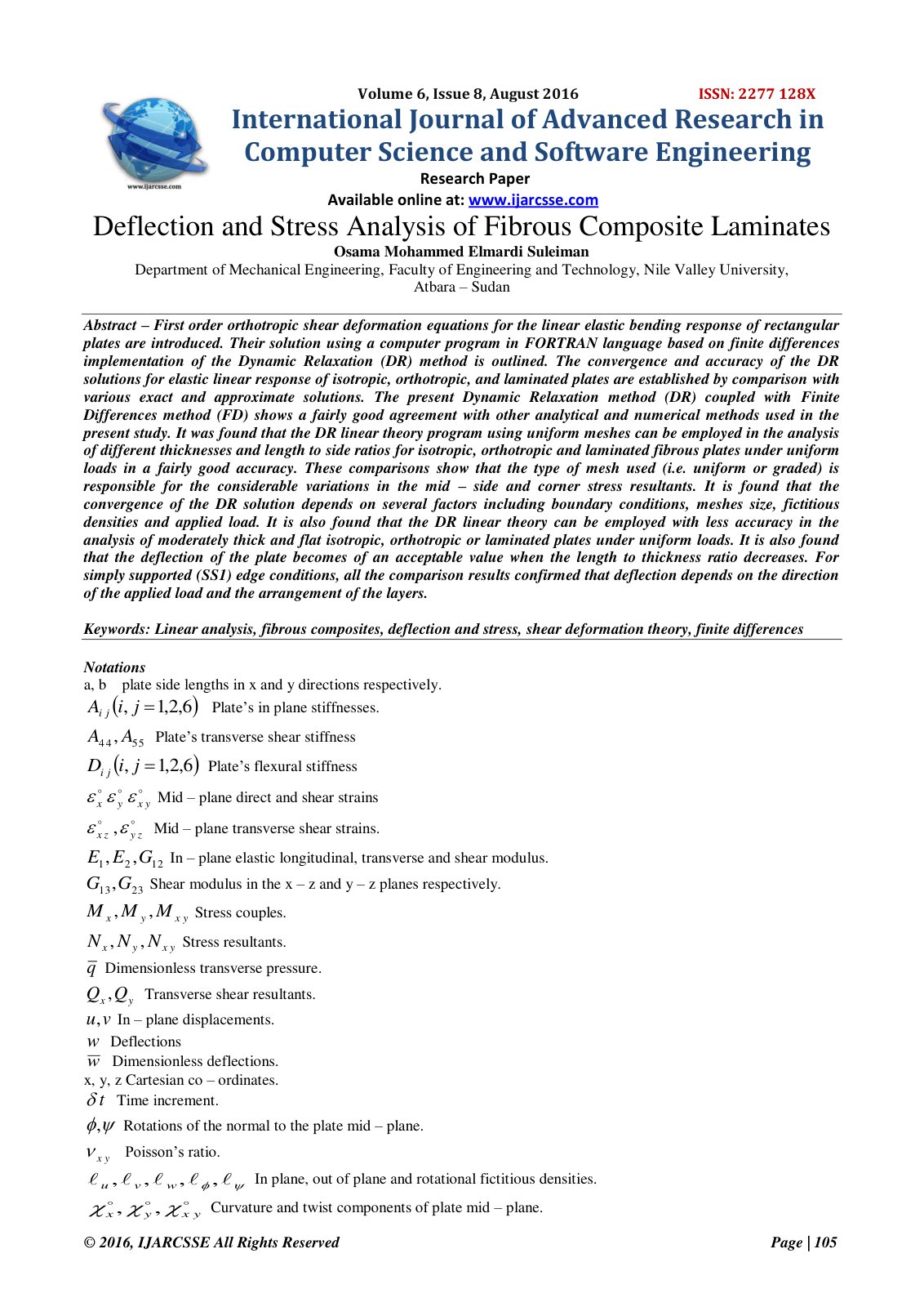 First page of Deflection and Stress Analysis of Fibrou