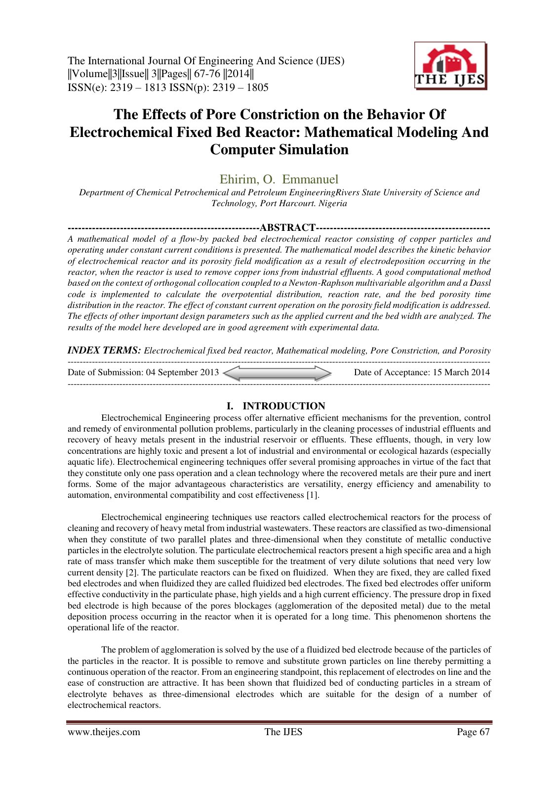 First page of The Effects of Pore Constriction on the