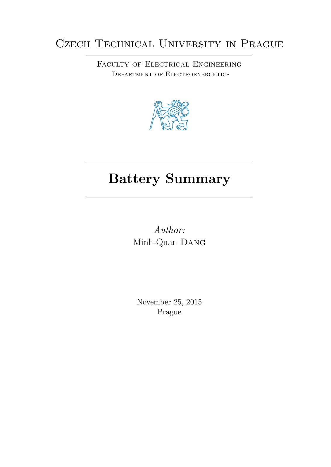 First page of Electrochemical Sources Summary