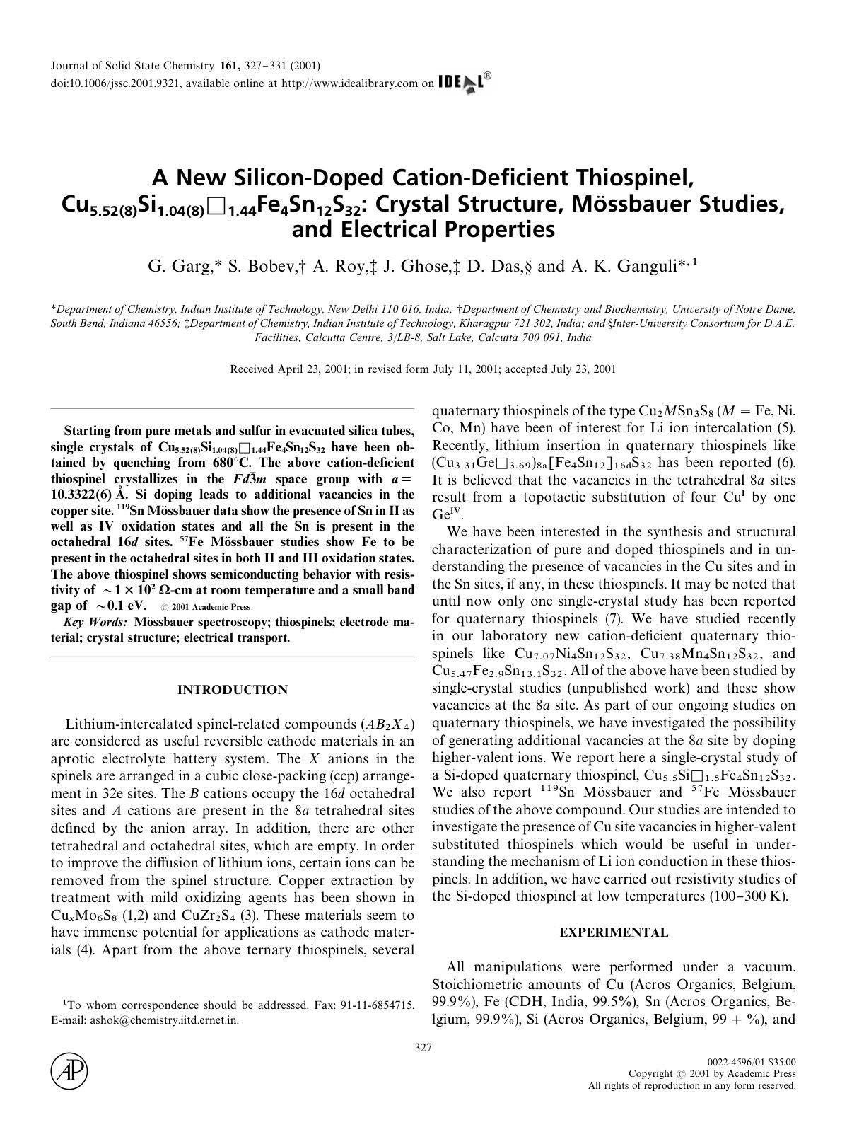 First page of A New Silicon Doped Cation Deficient Thi