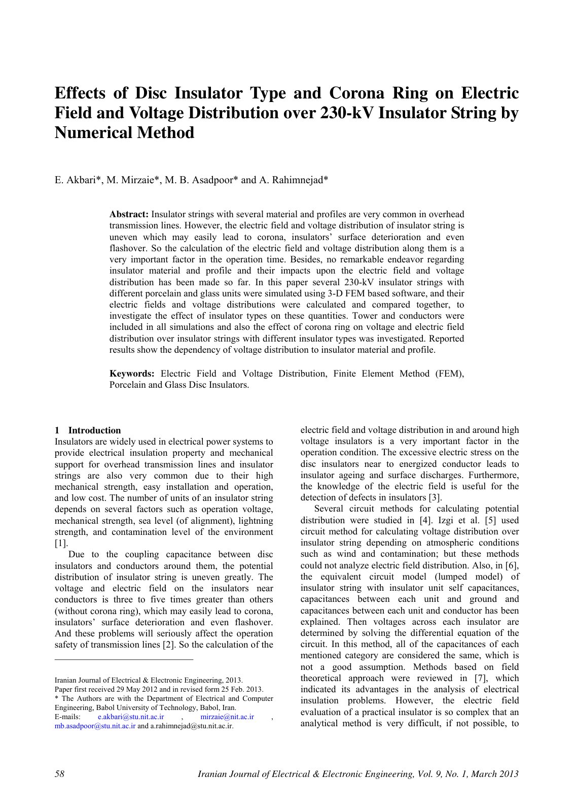 First page of Effects of Disc Insulator Type and Coron